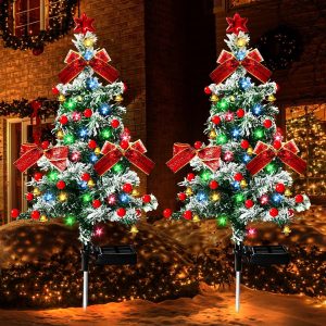 2pcs Solar Christmas Cedar Tree Lights