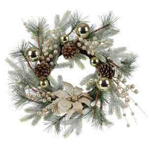 Lighted Christmas Door Wreath – 20 Inch